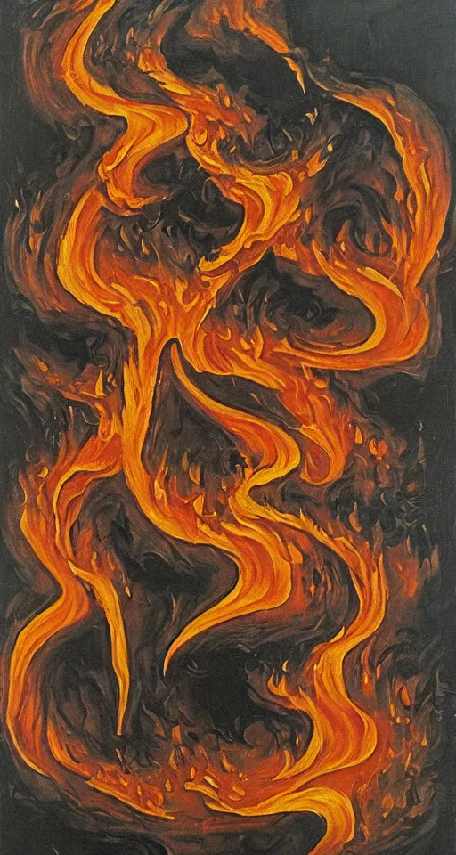 Image similar to escher oil painting of a fire cacomixtle, apocalyptic