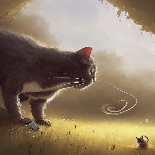 Image similar to a cat and mouse hybrid, digital art fantasy art, highly detailed, art by george stubbs, jakub rozalski, anton fadeev, james gurney, anato finnstark, ismail inceoglu