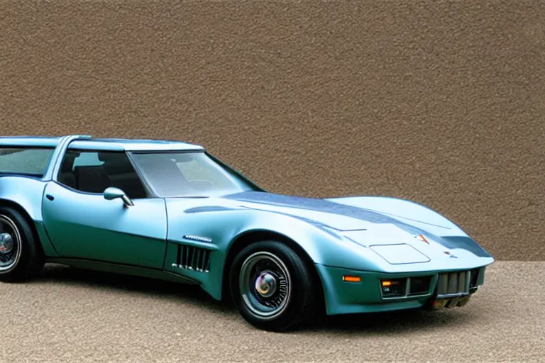 Image similar to intricate, 3 d, 1 9 7 9 shark nose c 4 corvette series two - door wagon estate, style by caspar david friedrich and wayne barlowe and ted nasmith.