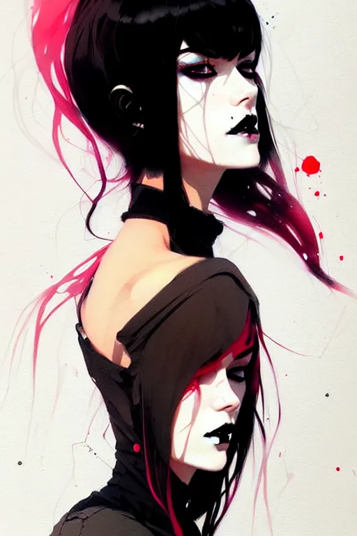 Image similar to a ultradetailed beautiful painting of a stylish goth girl, by conrad roset, greg rutkowski and makoto shinkai trending on artstation