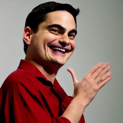 Prompt: Ben Shapiro laughing as the world burns