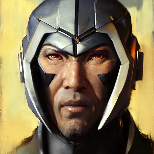 Image similar to greg manchess portrait painting of raiden from mortal kombat as overwatch character, medium shot, asymmetrical, profile picture, organic painting, sunny day, matte painting, bold shapes, hard edges, street art, trending on artstation, by huang guangjian and gil elvgren and sachin teng