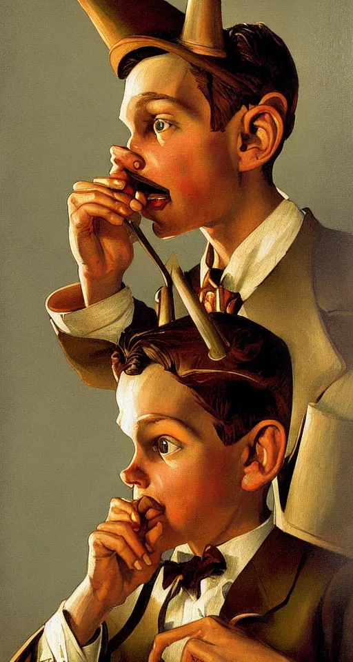 Image similar to pinocchio highly detailed painting by alberto mielgo, j. c. leyendecker