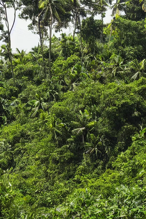 Image similar to abandoned sri lankan city, overgrown greenery, photograph