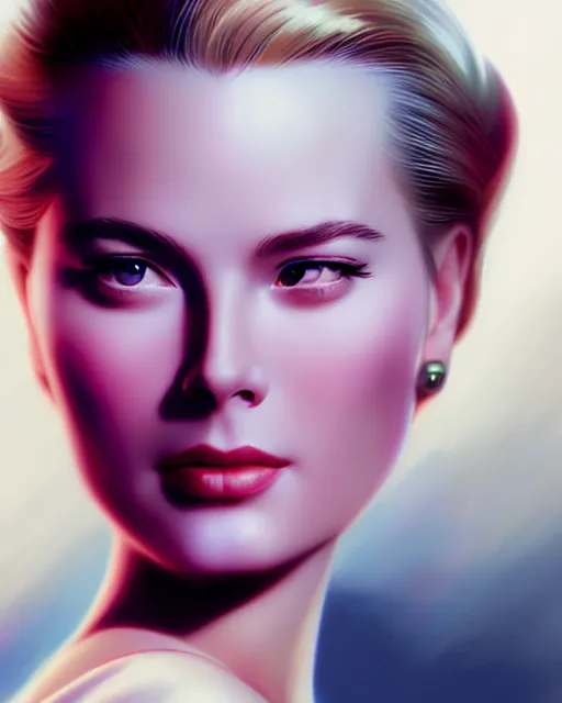 Prompt: photo of grace kelly, film still, dslr, by greg rutkowski, enoch bolles, ross tran, artgerm, wlop glossy skin, pearlescent, very coherent, cute