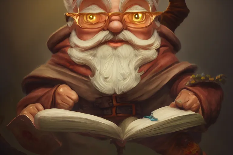 Image similar to legendary elegant gnome merchant reading book,, highly detailed, d & d, fantasy, highly detailed, digital painting, trending on artstation, concept art, sharp focus, illustration, global illumination, ray tracing, realistic shaded, art by artgerm and greg rutkowski and fuji choko and viktoria gavrilenko and hoang lap