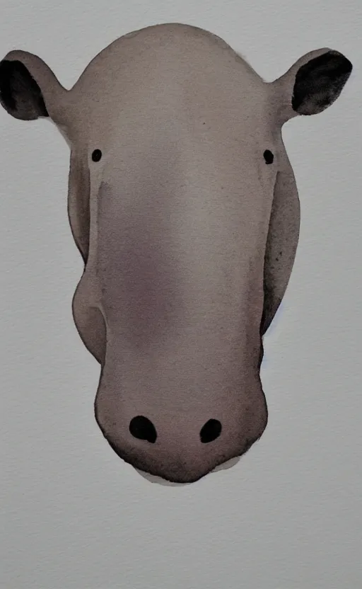 Prompt: minimalistic aquarell painting of a hippo, white background