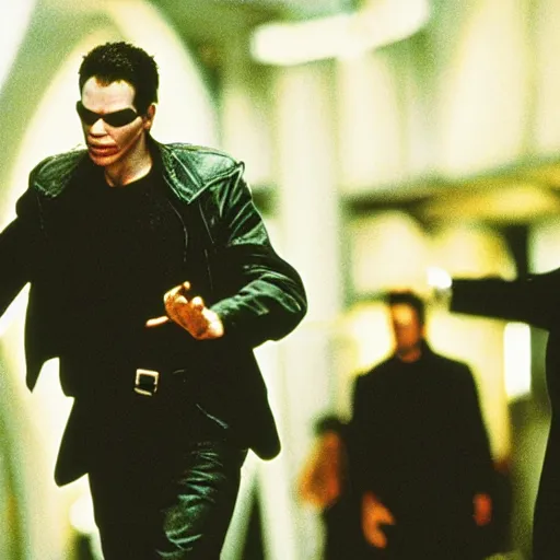 Image similar to michael c. hall as neo in the matrix movie still