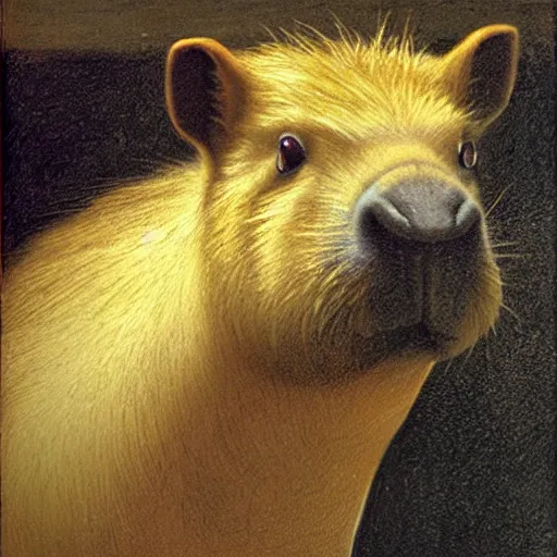 Prompt: a portrait of a capybara as the mona lisa