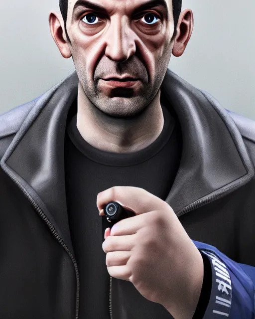 Prompt: an award winning portrait photograph of Niko Bellic, DSLR photography, very clear image, real life