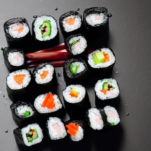 Image similar to Camera shot of sushi, 4k