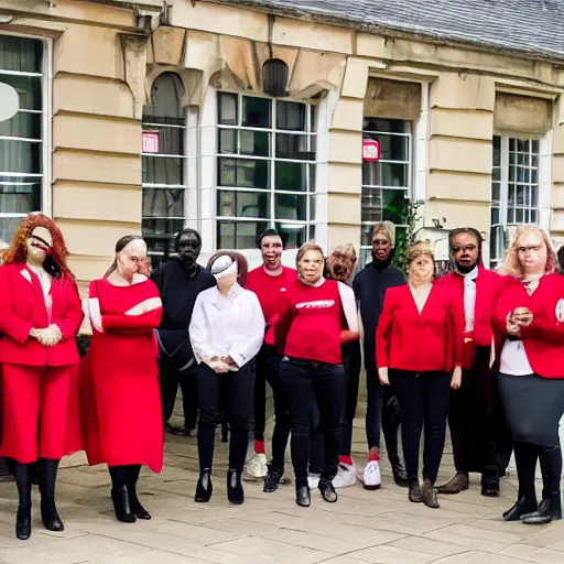 Prompt: comer rouge having a meeting to organise labour