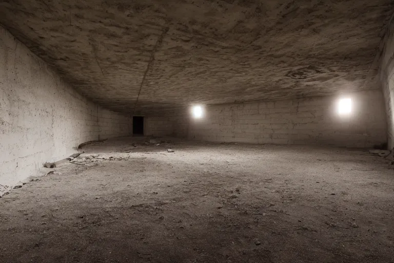 Image similar to photo of long room in underground abandoned bunker, backlight, shot on nikon d 7 5 0