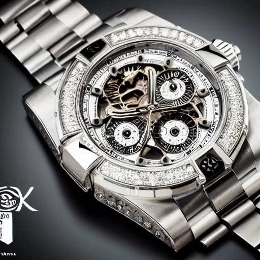 Image similar to vvs diamond watch, intricate design, rolex, cogs and gears, steampunk watch, bejeweled beautiful watch, richard mille, breitling watch, promotional photo, 8 k photography