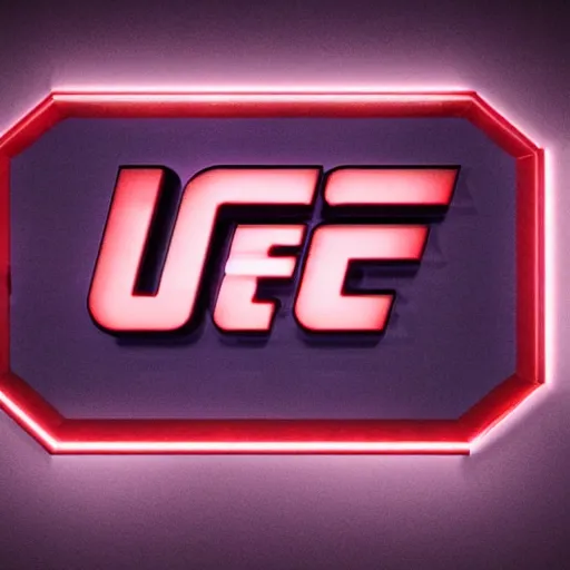 Image similar to the UFC logo in 3D glowing bright in the dark with fireflies around, hyper realistic, Octane render, Unreal Engine 3D