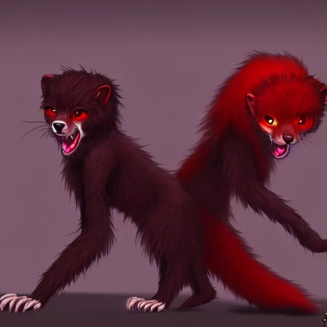 Image similar to furry - male - red - black - weasel - necromancer - fursona uhd ue 5 visual novel pc game expressions