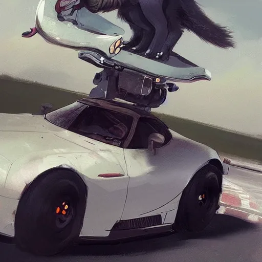 Image similar to 🏎️🐈 ,Greg rutkowski, Trending artstation, cinematográfica, digital Art