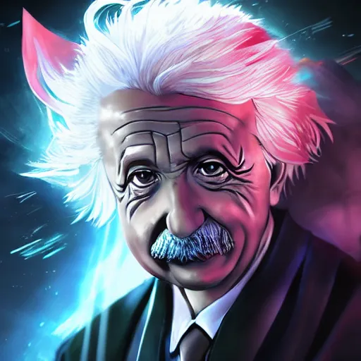 Image similar to portrait ofalbert einstein as a dark knight, anime fantasy illustration by tomoyuki yamasaki, kyoto studio, madhouse, ufotable, square enix, cinematic lighting, trending on artstation