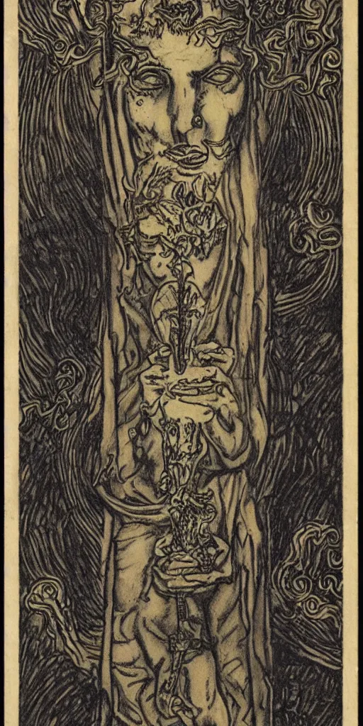 Prompt: the prince of cups tarot card by Austin osman spare