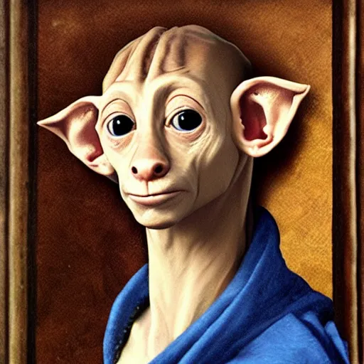 Image similar to a renaissance style portrait painting of Dobby