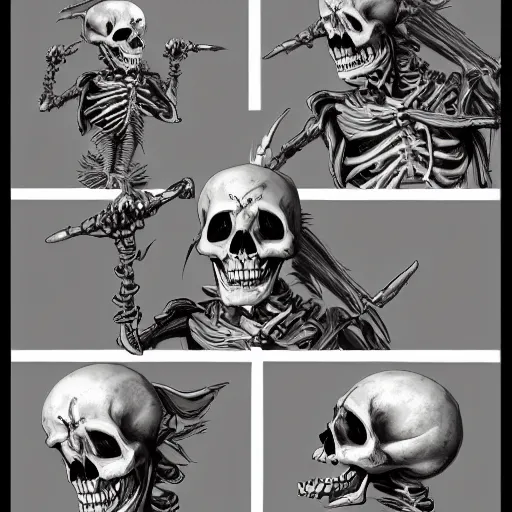 Prompt: skeleton pirate concept art, trending on artstation, verydetailed, digital art
