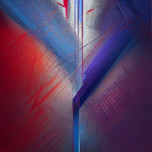 Image similar to the anxious. digital painting, vertical, intricate, beautiful, detailed, grunge, sharp focus, abstract art by kuvshino and el lissitzky and artgerm and kandinsky, trending on artstation. blue, dark red and dark purple color scheme, gradient darker to bottom