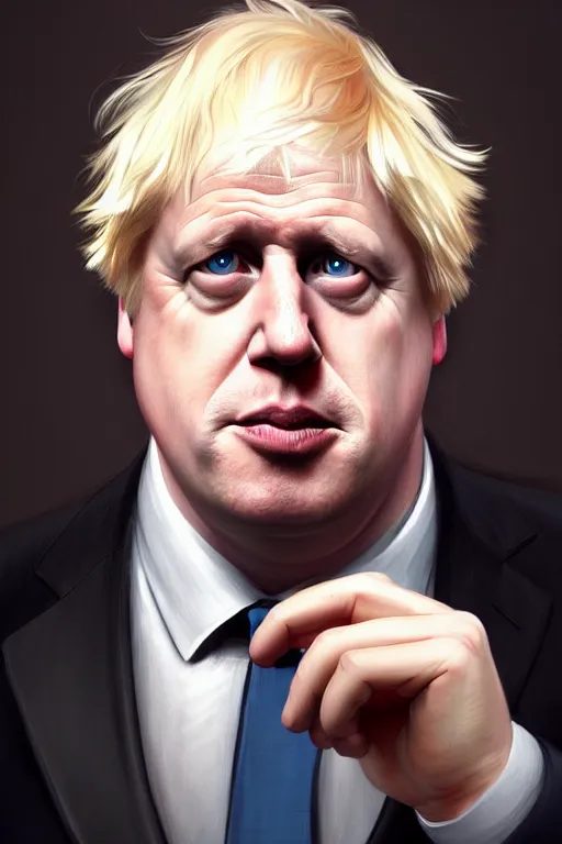 Image similar to Boris Johnson as a Family Guy character, realistic portrait, symmetrical, highly detailed, digital painting, artstation, concept art, smooth, sharp focus, illustration, cinematic lighting, art by artgerm and greg rutkowski and alphonse mucha