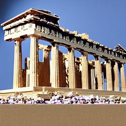 Image similar to the parthenon made out of jelly material, detailed