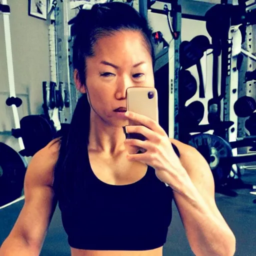 Prompt: Meg Kimura, personal trainer, selfie, photorealistic, trending on instagram