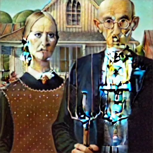 Prompt: american gothic but it's made by picasso