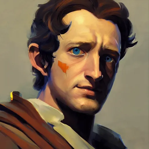 Image similar to greg manchess portrait painting of frodo beutlin as overwatch character, medium shot, asymmetrical, profile picture, organic painting, sunny day, matte painting, bold shapes, hard edges, street art, trending on artstation, by huang guangjian and gil elvgren and sachin teng