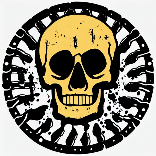 Image similar to death metal themed skull shaped microphone vector logo for a record label, dark, horrorcore, grunge, golden ratio