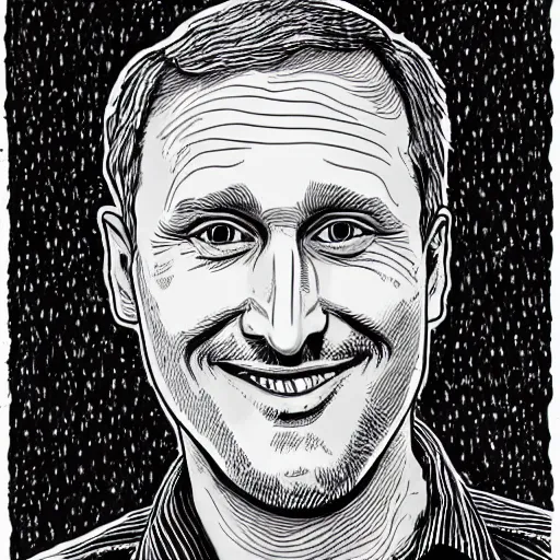 Image similar to a portrait illustration of Woody Harrelson drawn by ROBERT CRUMB