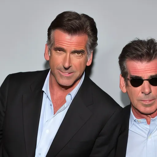 Image similar to steve carell and pierce brosnan as unity