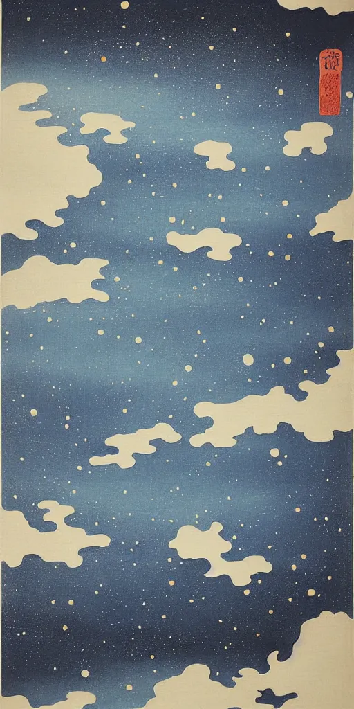 Prompt: traditional japanese painting of space, overwhelming beauty