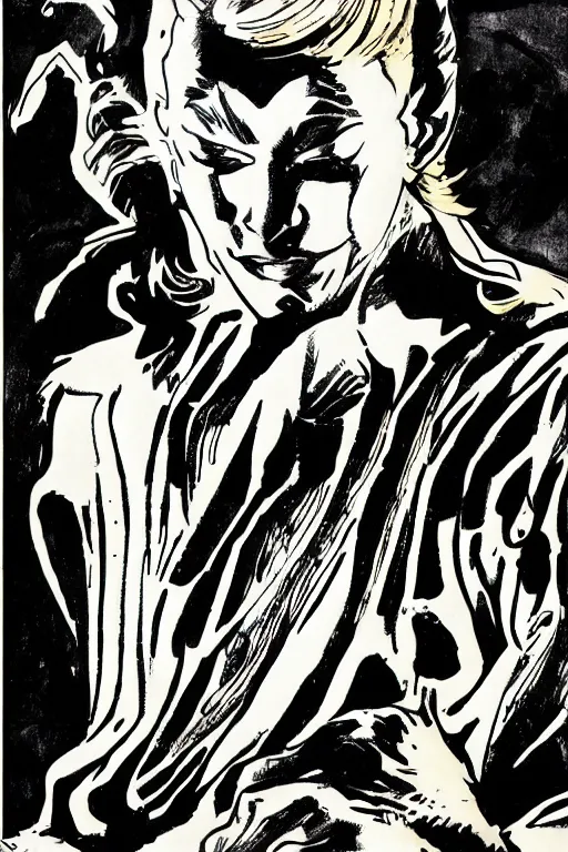 Prompt: character named dream, from sandman comic book, illustration, art by hugo pratt, portrait, comic book cover