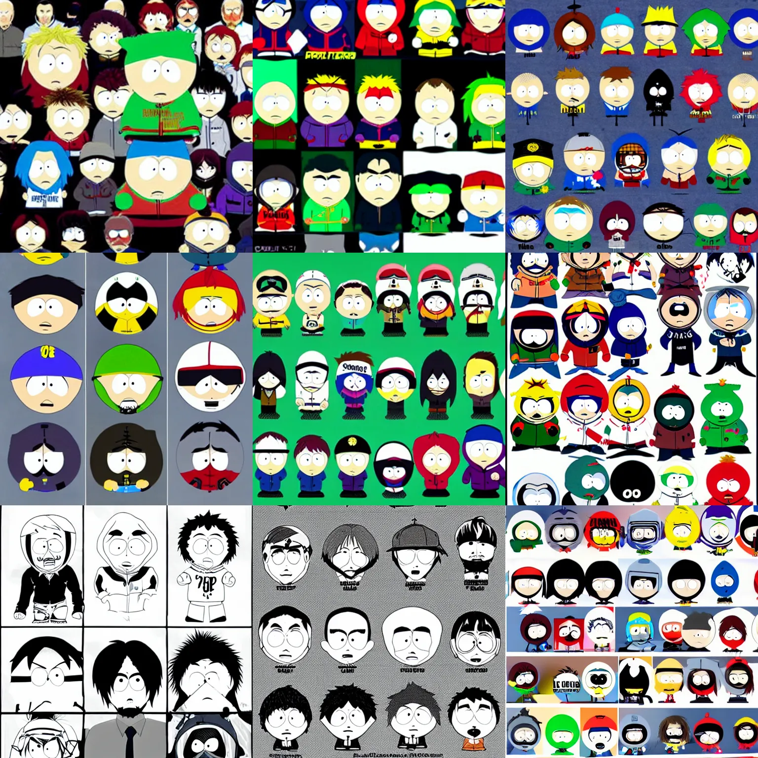 Prompt: South Park characters in manga or anime style