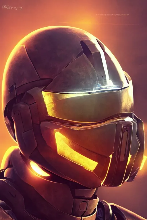 Image similar to robot ninja mask helmet halo master chief radiating a glowing aura global illumination ray tracing hdr fanart arstation by ian pesty and katarzyna da „ bek - chmiel