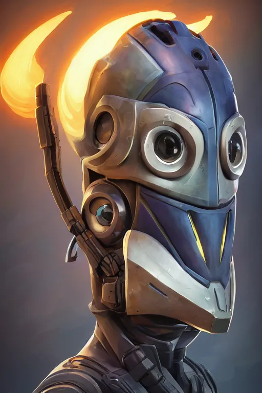 Image similar to epic mask helmet robot ninja portrait stylized as fornite style game design fanart by concept artist gervasio canda, behance hd by jesper ejsing, by rhads, makoto shinkai and lois van baarle, ilya kuvshinov, rossdraws global illumination radiating a glowing aura global illumination ray tracing hdr render in unreal engine 5