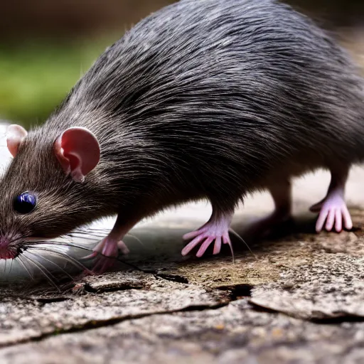Prompt: 8 k uhd rats man stealth, half, cursed, sewer, animals, bizzare, weird, endangered, highly details content