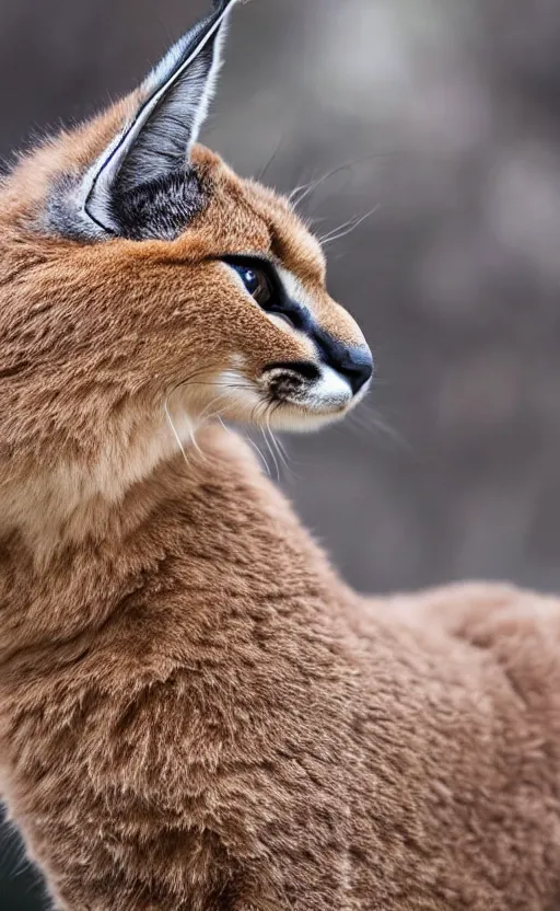 Prompt: portrait photo of cute fluffy caracal, with military hat, highly detailed, high resolution, cosplay photo, stunning, bokeh soft, 1 0 0 mm, trending on instagram, by professional photographer, soldier clothing, shot with a canon, low saturation