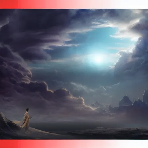 Prompt: concept art trending on art station detailed matte painting of a mysterious mystical being meditation in the sky, dramatic, 8k, digital art, aesthetic