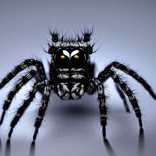 Prompt: a jumping spider, concept, digital art, 4K UHD image