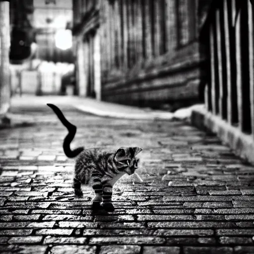 Prompt: kitten walking dramatic lighting cinematic establishing shot 4k ultra HD foto realistic