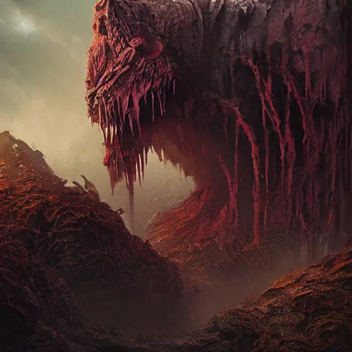 Prompt: A beautiful and cruel new land with Twisted monsters. deep colours. Photorealistic digital arts. Cinematic. Smooth. Greg Rutkowski, John Martin, Peter Kemp, Daarken, Dan Mumford.