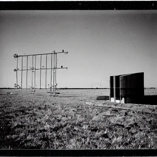 Prompt: Abandoned Cold War radar installation, polaroid