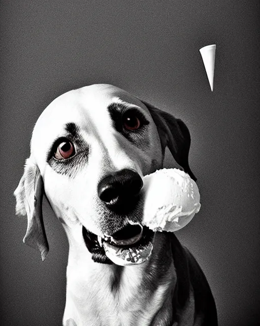 Prompt: portrait of a dog with ice cream dripping from its nose, detailed medium format photo, polaroid still, black and white, helmut newton, high production value, intricate details, high resolution, hyperrealistic, hdr, high definition, award winning photography, masterpiece, ultra realistic, highly detailed, hd, sharp focus, cinematic lighting, shaded, non blurry, sharp, smooth