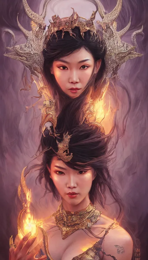 Image similar to dragon queen, captured, perfectly-centered-Portrait of the most beautiful asian woman on the planet, insane, intricate, highly detailed, digital painting, artstation, concept art, smooth, sharp focus, illustration, Unreal Engine 5, 8K, art by artgerm and greg rutkowski and alphonse mucha