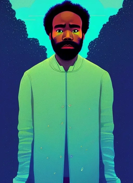 Prompt: symmetry!! stunning portrait of donald glover, by victo ngai, kilian eng vibrant colors, dynamic lighting, digital art, winning award masterpiece, fantastically beautiful, illustration, aestheticly inspired by beksinski and dan mumford, upscale with simon stalenhag work, artstation, 8 k