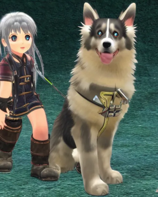 Image similar to australian shepherd with mio in xenoblade chronicles